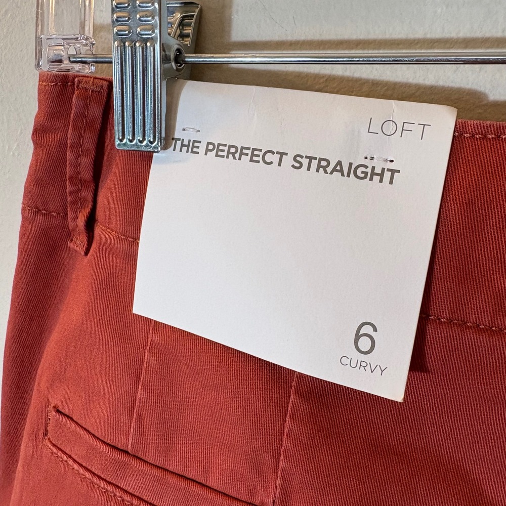 LOFT The Perfect Straight Curvy Pants Size 6 Burnt Orange Rust NWT - Picture 5 of 10